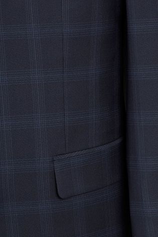 Navy Signature Check Tailored Fit Suit: Jacket